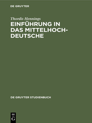 cover image of Einführung in das Mittelhochdeutsche